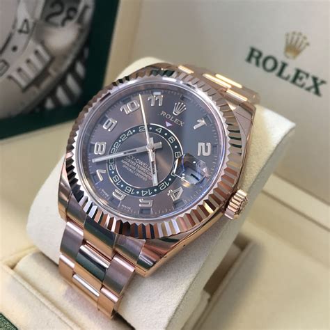 rolex sky dweller rose gold chocolate face|rolex sky dweller price uk.